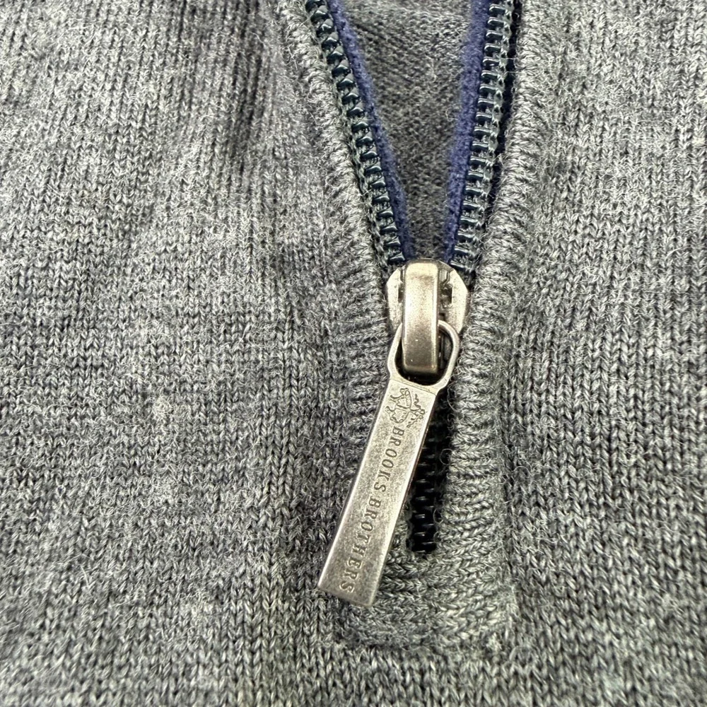 Brooks Brothers Extra Fine Merino Wool Quarter Zip Sweater Charcoal Gray Mens XL